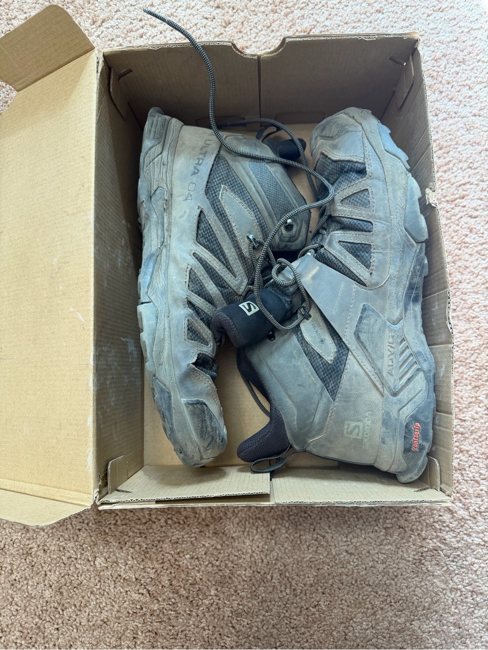Salomon Men's Gray X ULTRA 4 MID GORE-TEX size 12